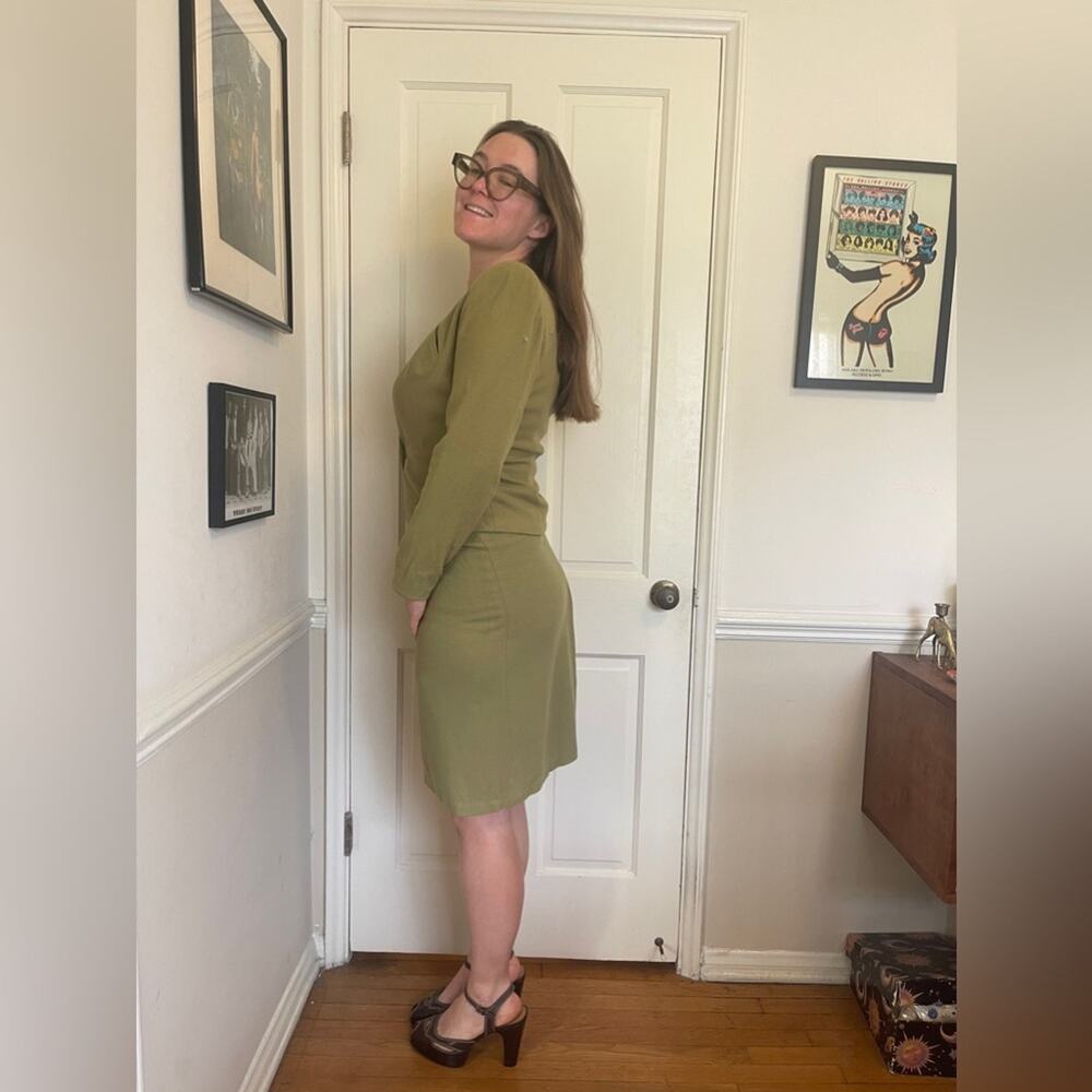 40s Vintage Green Virgin Wool Victory Suit - Picture 4 of 15